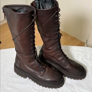 Marsell Chocolate Leather Lace-Up Boots